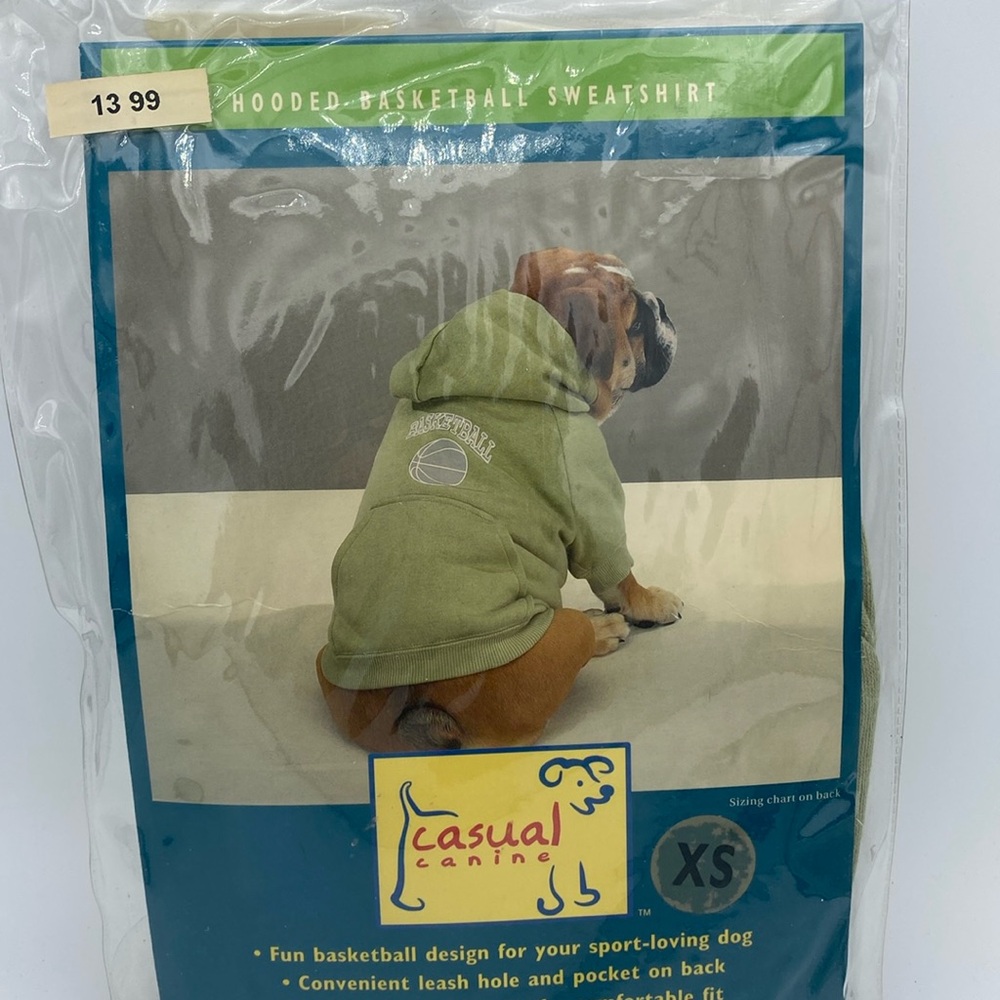 Canine Casual pet dog green hooded basketball sweatshirt sz XS